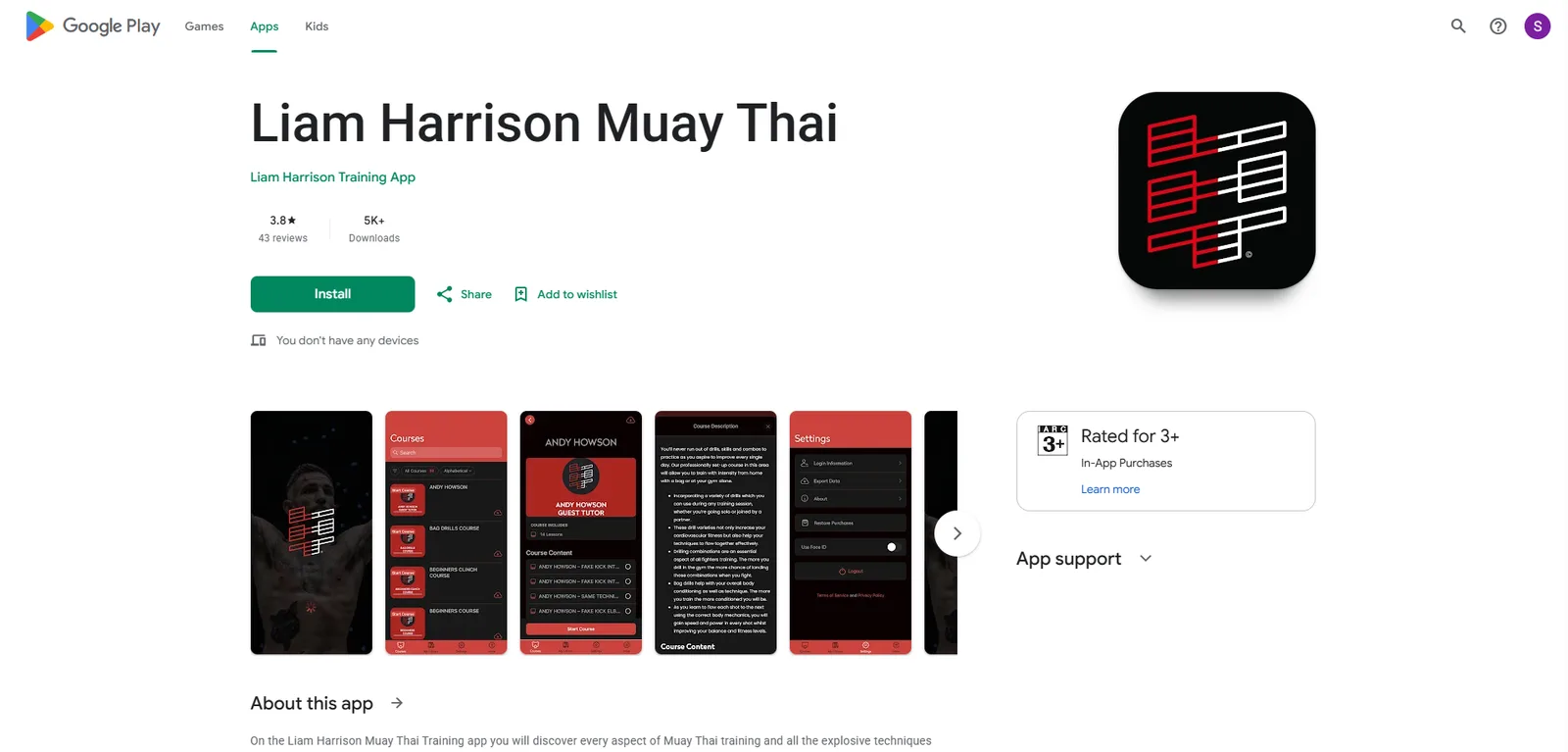 Liam Harrison Muay Thai screenshot